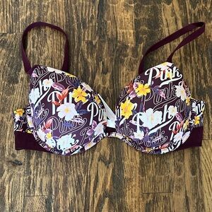 PINK Victoria's Secret Purple Floral Bra